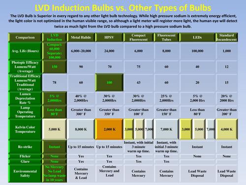 LVD Induction Bulbs V/s Other Types of Bulbs