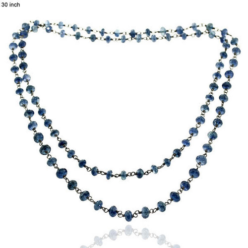 Sapphire Diamond Bead Necklace