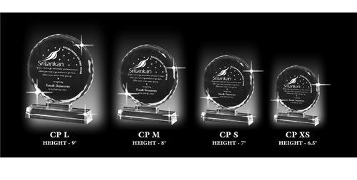 EWI CP L M S XS - Crystal Acrylic Round Trophy, Black, Multiple Sizes, Customizable Stand, Elegant Design