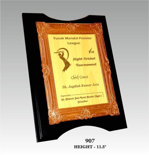 Ewi 907 - Wood Acrylic Trophy 11.5" Brown, Elegant Design, Customizable, High-gloss Finish