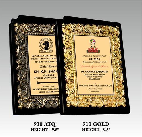 EWI 910 ATQ - Wood Metal 9.5" Black, Elegant Design High Gloss | Customizable Corporate Trophy