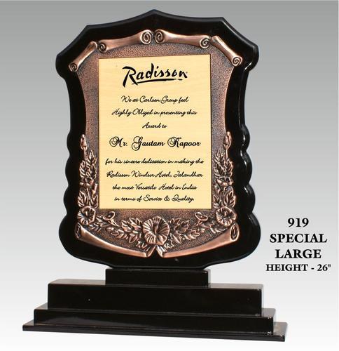 EWI 919 SPL - Wood and Metal, 26" Height, Black | Elegant Design, Customizable Award Plaque, High Gloss Finish