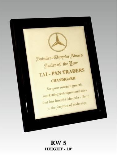 Ewi Rw - 5 Wood Acrylic Trophy, 10"h, Black | Elegant Design, Customizable, High Gloss Finish, Corporate Gift