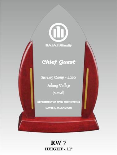 Ewi Rw - 12" Wooden Acrylic Red Trophy, Customizable Engraving, Elegant Design, Corporate Award
