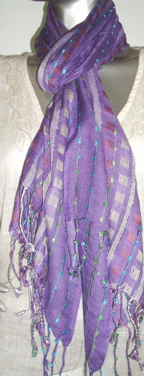 Scarves with self stripes