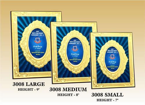 EWI 3008 - Wood/Metal Award Plaque, 7"/6"/5", Gold | Elegant Design, Customizable, Prestigious Corporate Recognition