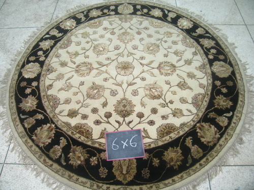 Hand Knotted Ivory Black Rugs