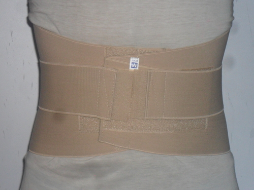 CONTAURED BACK SUPPORT (DLX) FRONT - Cotton Elastic, Various Sizes, Beige | Adjustable Straps, Breathable Fabric, Medium Support