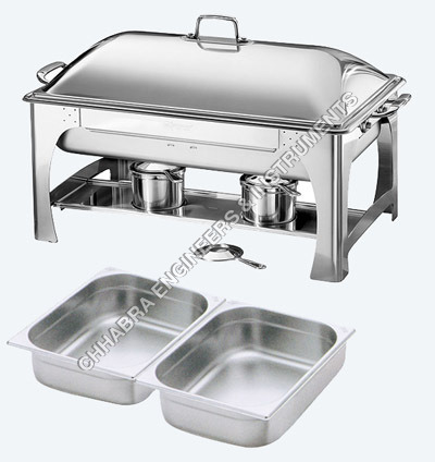 Chafing Dish - Stainless Steel, 13.39 x 7.87 inches, 1.5 Liters Rectangular & Round, 3 Liters Rectangular & Round | Easy to Use, Fast Working, Ideal for Hotels