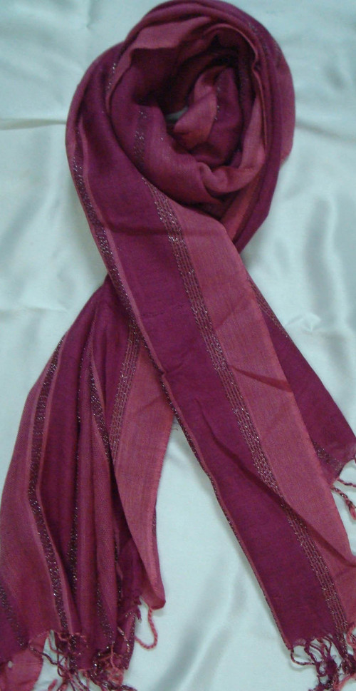 Scarves With Stripes - Viscose 55x180 cm, Burgundy, Soft Durable Fabric, Customizable
