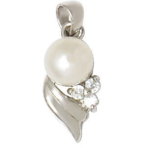Pearl And Cz Silver Pendant Gender: Women