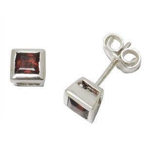 Garnet silver studds, 925 Sterling Silver Earring 