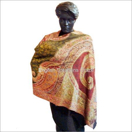 Poly-wool Jacquard Shawls