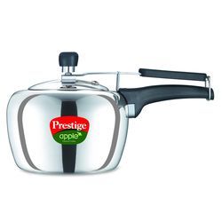 Prestige Apple Aluminium Pressure Cooker - 2 Lt, Stainless Steel, Bakelite Handle | Fast Cooking, Multiple Safety Features, Stylish Design