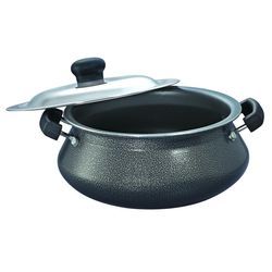 Omega Select Plus Handi Senior 5 Lt with SS Lid - Aluminum, 5 Liters, Bakelite Handles, Stainless Steel Lid | Residue-Free Cooking, Metal Spoon Friendly, Sturdy Handles