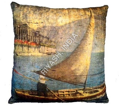 Printed Cotton Velvet Cushion Cover
