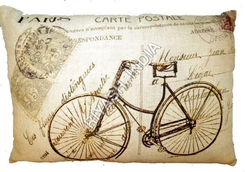 Bicycle Image Printed Cushion Cover