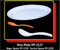 Rice Plate And Service Spoon - Plastic, Oval, White | Elegant Design, Durable, Microwave Safe, Stain Resistant