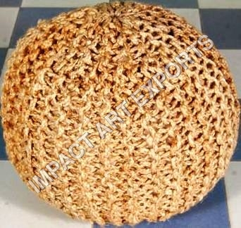 Natural Jute Woven Puff