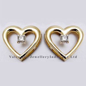 Baby Heart Earrings In Diamonds And Yellow Gold Jewelry Gender: Women'S