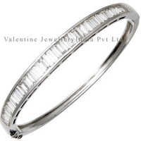 White Gold Baguette Cut Diamond Studded Bangle