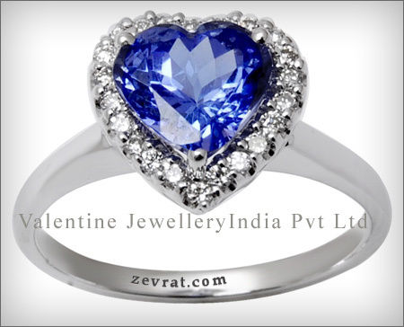 classic tanzanite heart shaped surrounded by genui