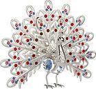 PEACOCK-LARGE-SHOW-PIECE-SILVER-PLATED-GIFT-COLOR-CRYSTALS-