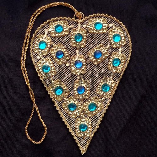 Antique Heart Metal Charms - Metal with Acrylic and Glass Beads