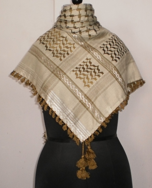 Desert Style Scarf - Cotton, 40x40 Inches, Beige | Soft Fabric, Stylish Design, Lightweight Fringe