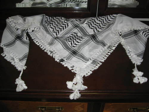 Arab Fashion Scarves - Cotton 50x50 cm White | Soft Fabric, Geometric Pattern, Lightweight, Fringes