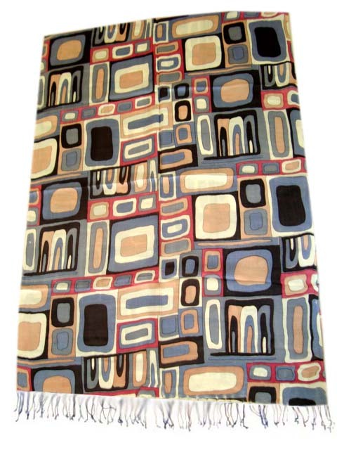 Lycra Stoles - 70x180 cm Multicolor Geometric | Soft Fabric, Lightweight, Fringe, Durable, Comfortable