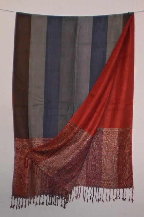 Striped Multi Colored Silk Stole