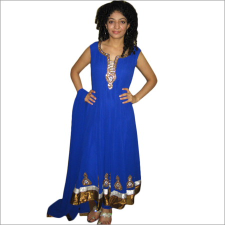Designer Salwar Suits - Soft Chiffon, Customizable Size, Blue | Handcrafted Embroidery, Elegant Anarkali Style, Comfortable Fit