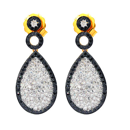 14k Gold Pave Diamond Drop Earring Jewelry