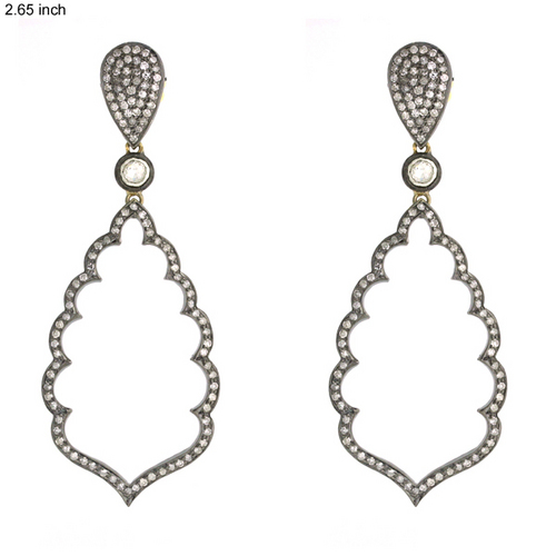 18k Gold Pave Diamond Fashion Earring