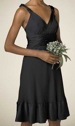 Evening-Dress - Silk, Knee-Length, Black, V-Neck | Elegant Style, Versatile Design, Multiple Sizes, Zipper Closure