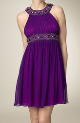 evening-dress - Chiffon, Short, Purple, Beaded Halter | Elegant Style, Versatile Design, Multiple Sizes