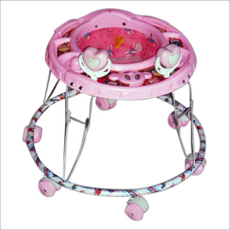 Safety Baby Walker - Plastic Metal, 70cm Diameter Pink, 60cm Height | Stable Base, Smooth Wheels, Easy Assembly