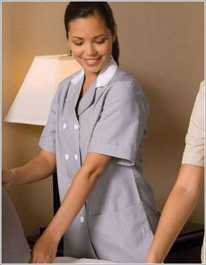 Hotel & Resort Housekeeping Uniforms - Polycotton Blend, Various Sizes, Gray | Double Breasted, Durable Fabric, Breathable, Relaxed Fit