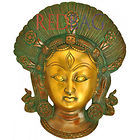 Lord Shiva Mask in Nepalese Style - Brass Wall Hanging