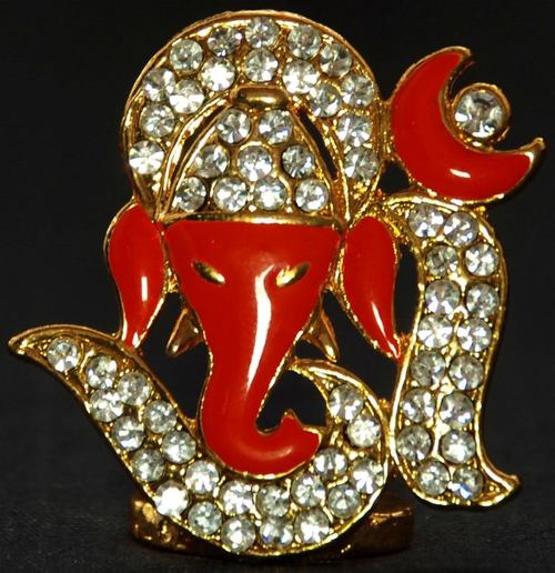 Religious Gift Jewel Studded Om Ganesha Idol Figurine