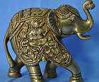 Traditional Elephant Handmade Brass Statue with Ganesh figure on Back rare gift
