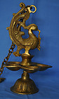 Hanging Bird Oil lamp with chain Metal Brass made Statue for home Decoration art