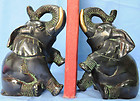 Antique finish 7.5 inch Elephant Boodend Brass Statue nice elephant pair.
