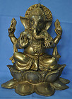 Large Sitting Ganesh a nice handmade brass Statue Murti Murthi unique gift craft
