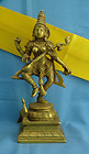 Goddess Saraswati Indian Metalware Brass Statue Murti