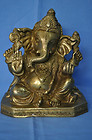 8 inch high Sitting Metal Brass Handmade Religious Temple worship God Ganesh