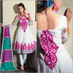 White Mul With Aari Works