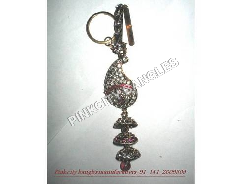 Key Chain - Metal Alloy 50x20 mm Silver | Polished Finish Polki Embellishment Elegant Durable Accessory