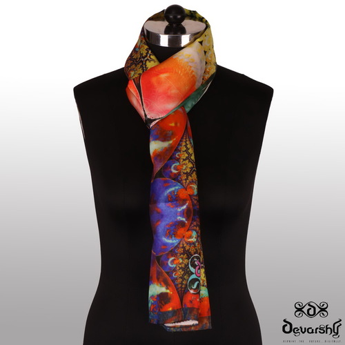 Orange Digital Printed Designer Scarves